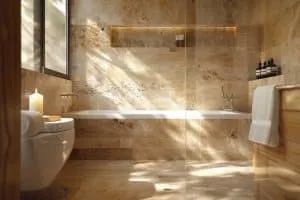 Le travertin dans la salle de bain : élégance naturelle et durabilité pour votre espace bien-être