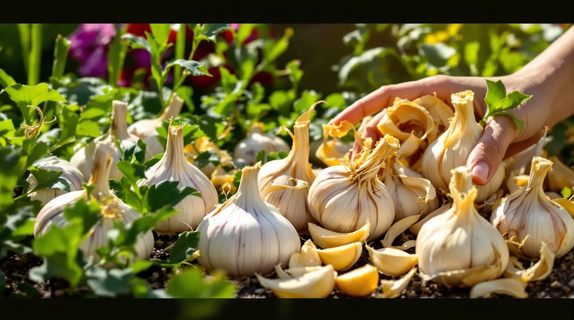 pelures d'ail au jardin