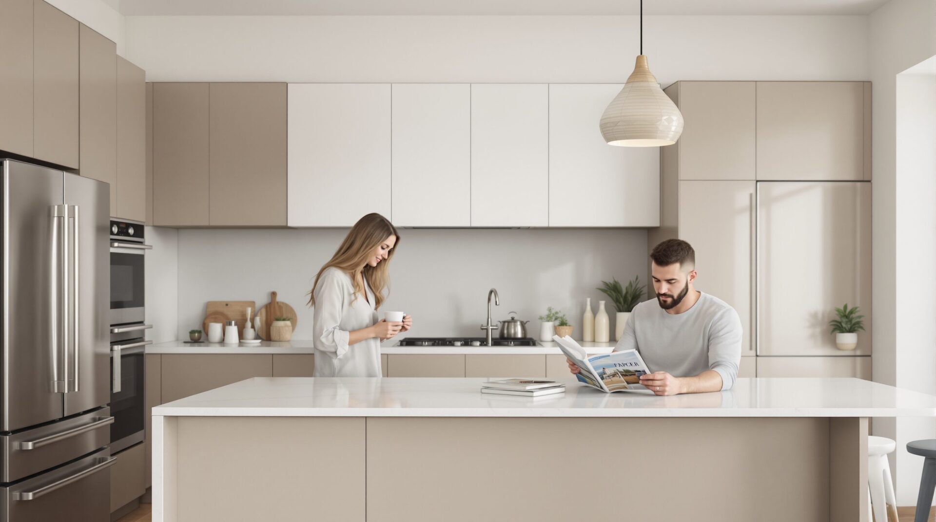 cuisine taupe et blanc