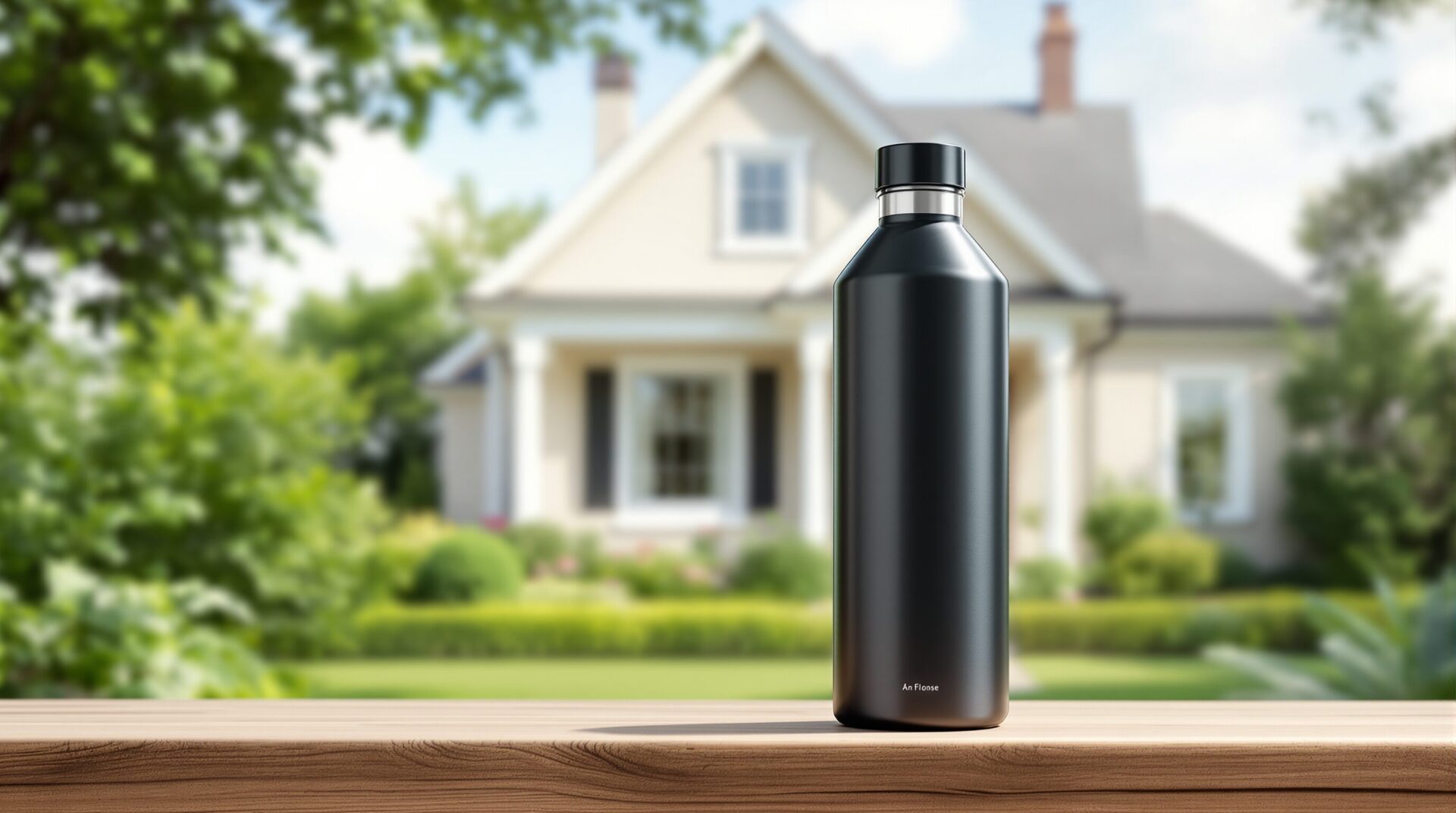 bouteille d'eau devant maison