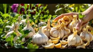 pelures d'ail au jardin