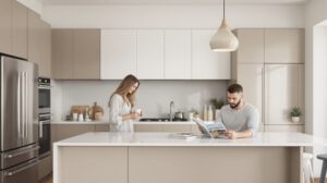 cuisine taupe et blanc