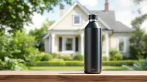 bouteille d'eau devant maison