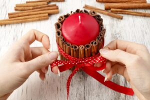 Bougies canelle ruban