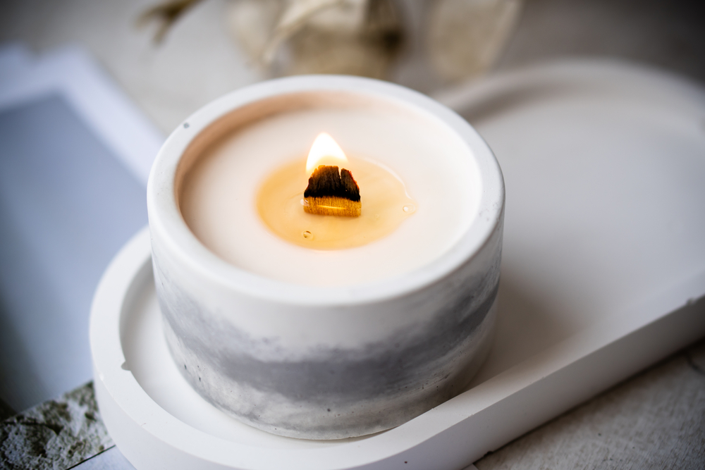 bougie mèche en bois un