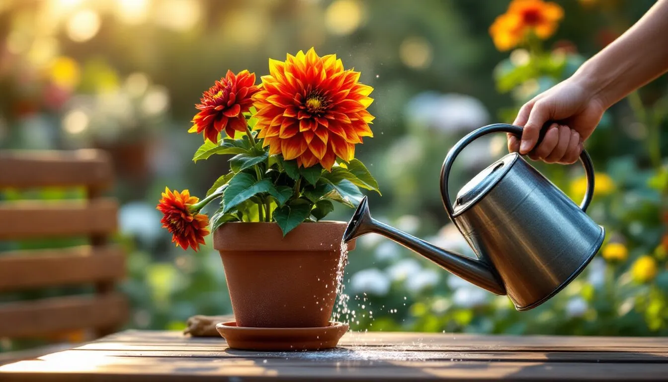 arrosage dahlia en pot