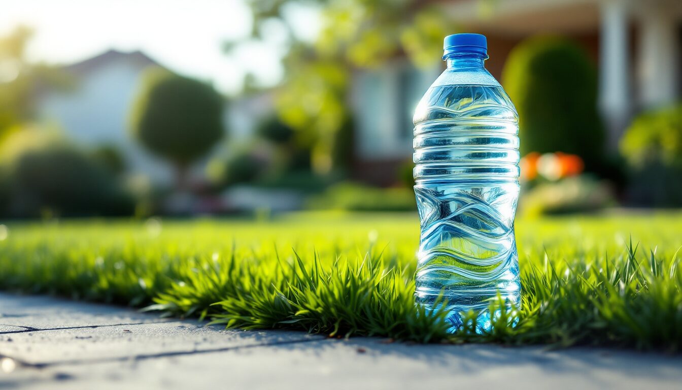 bouteille d'eau devant maison