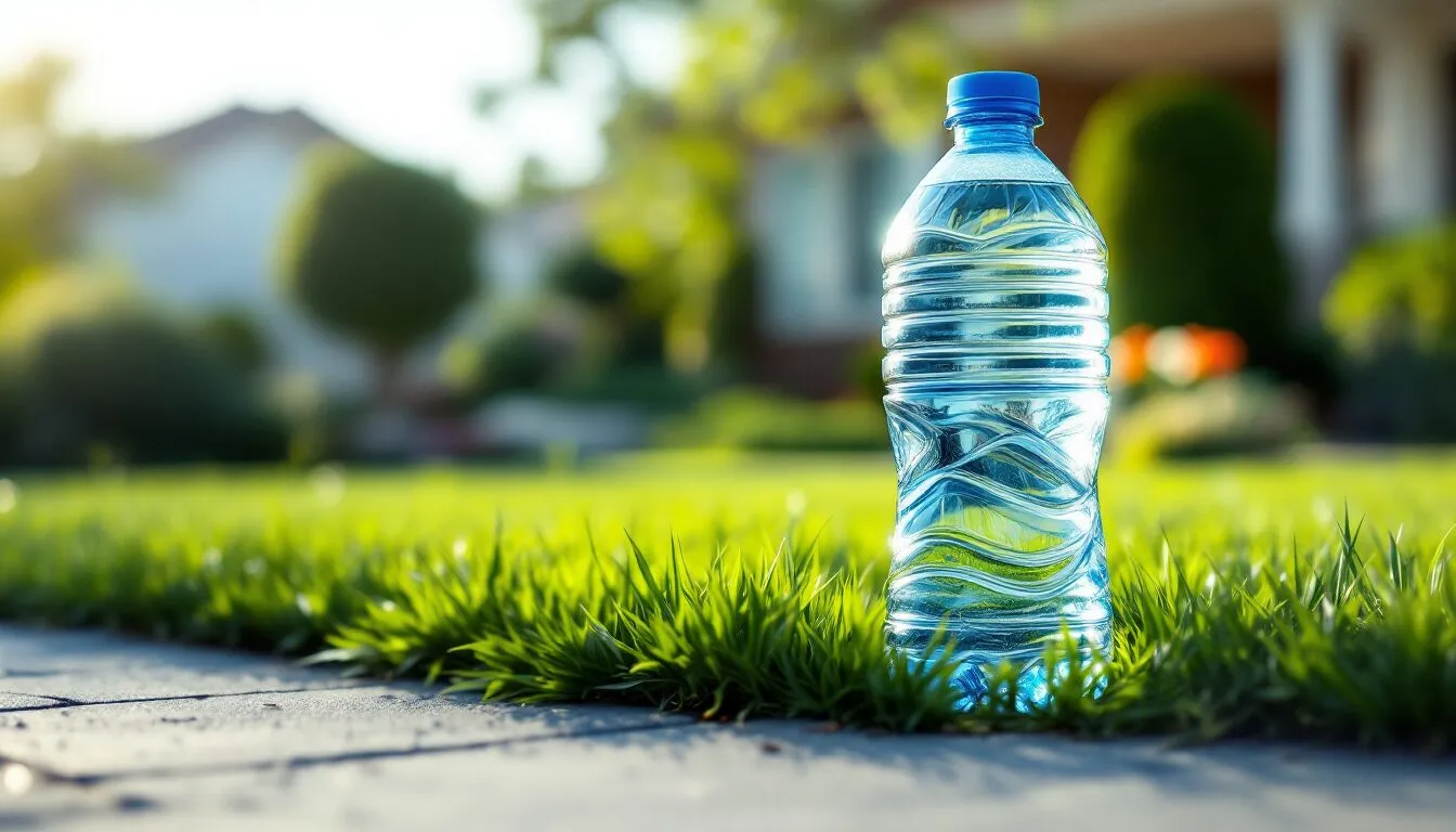 bouteille d'eau devant maison