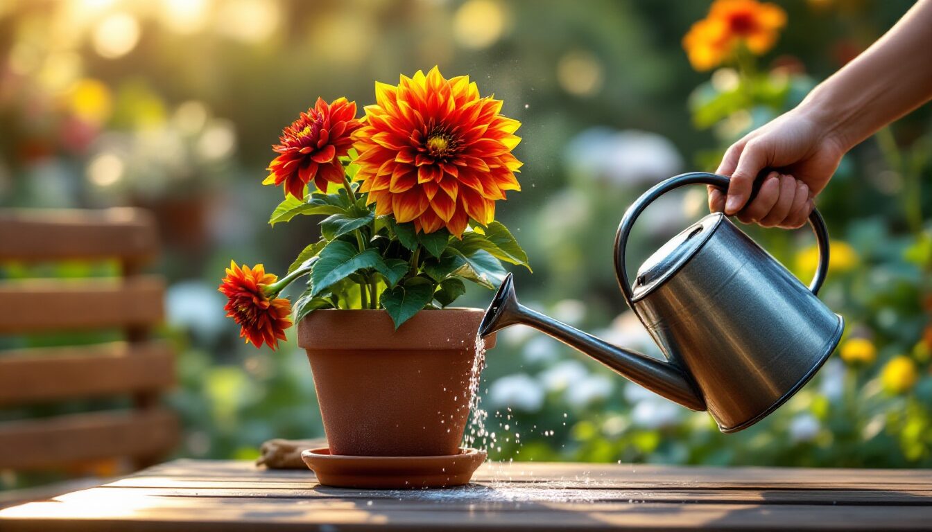 arrosage dahlia en pot