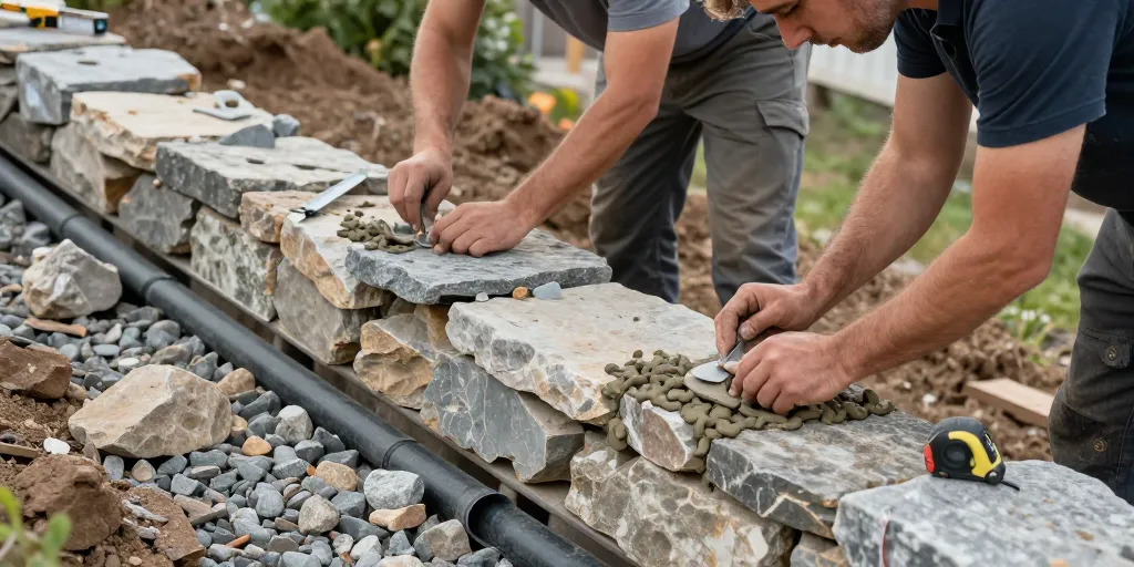 mur de soutènement en pierre maçonné