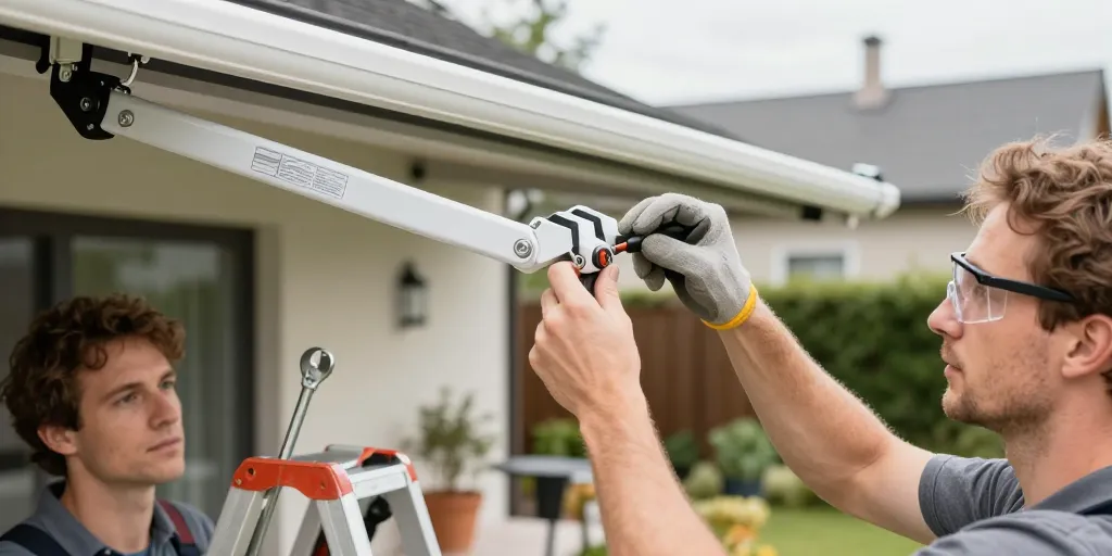 comment régler les bras d'un store banne électrique