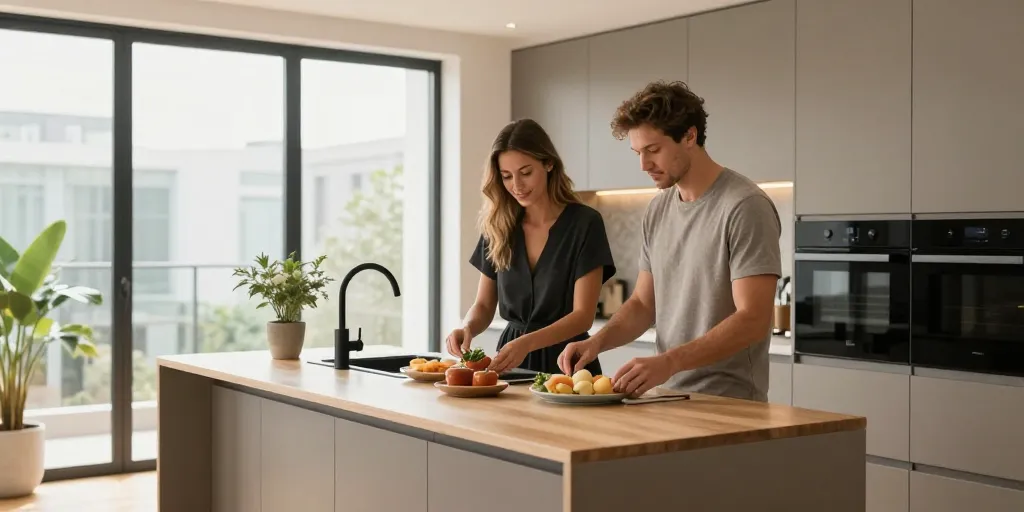 cuisine taupe et noir