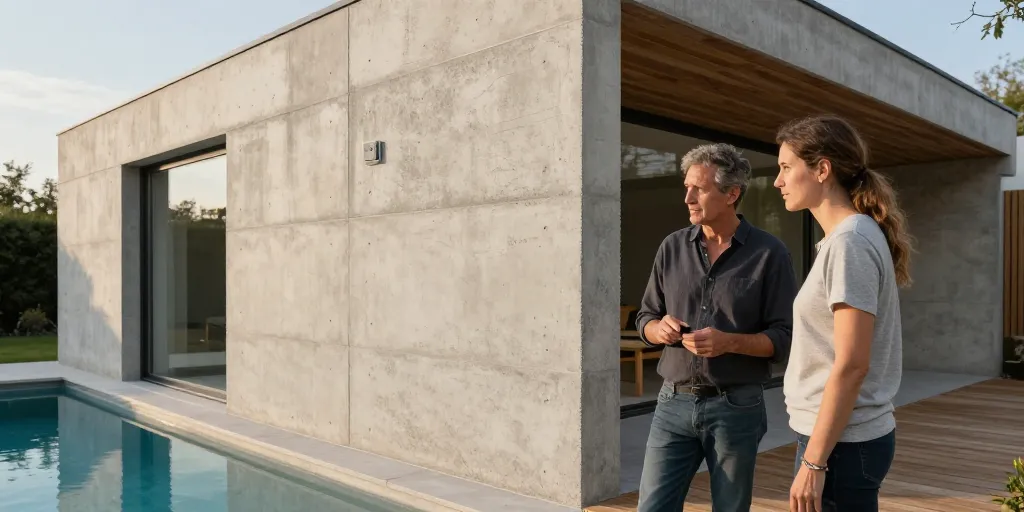 pool house moderne béton
