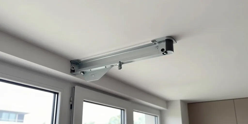 fixation plafond pour store banne